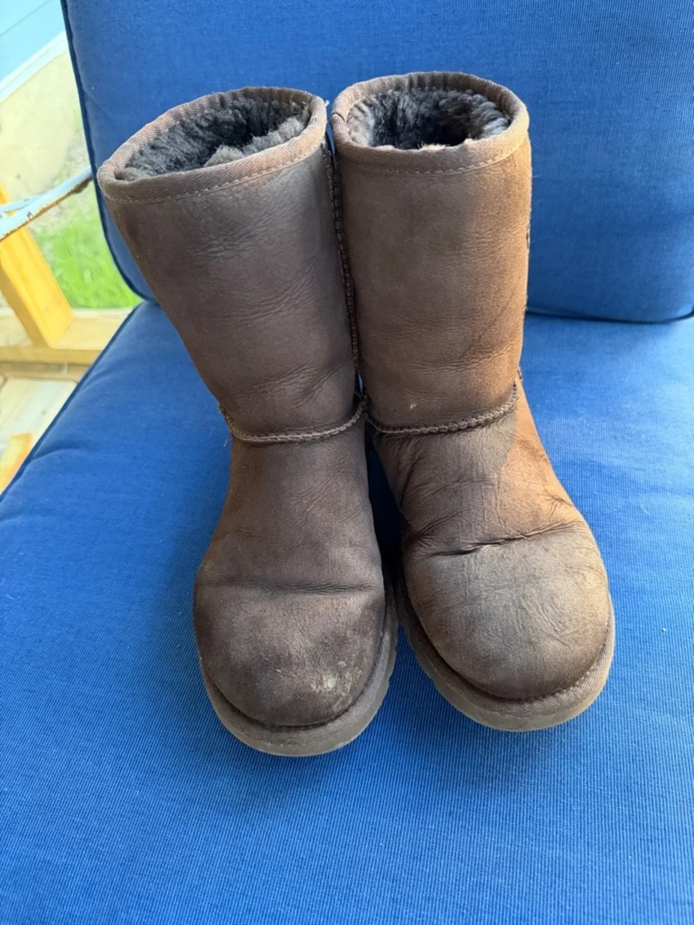 UGG Brown Suede Shearling Cuff Short Winter Boots